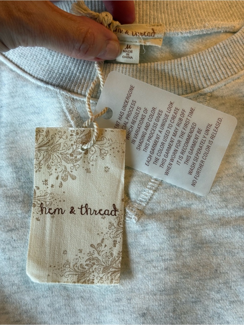 Hem & Thread Gray Pullover with Blush Tulle Tiered Hem - Picture 5 of 15